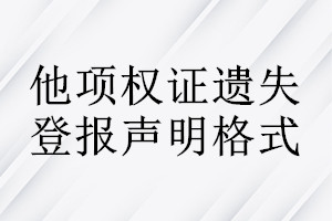 他項(xiàng)權(quán)證遺失登報(bào)聲明格式