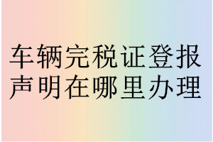 車輛完稅證登報聲明在哪里辦理