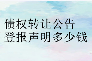 債權(quán)轉(zhuǎn)讓公告登報(bào)掛失多少錢