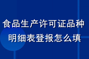 食品生產許可證品種明細表登報怎么填